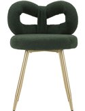 Chaise mini bouclette au dossier enveloppant, vue de dos en vert foncé
