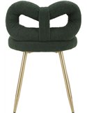 Chaise mini bouclette au dossier enveloppant, vue de profil légèrement en plongée