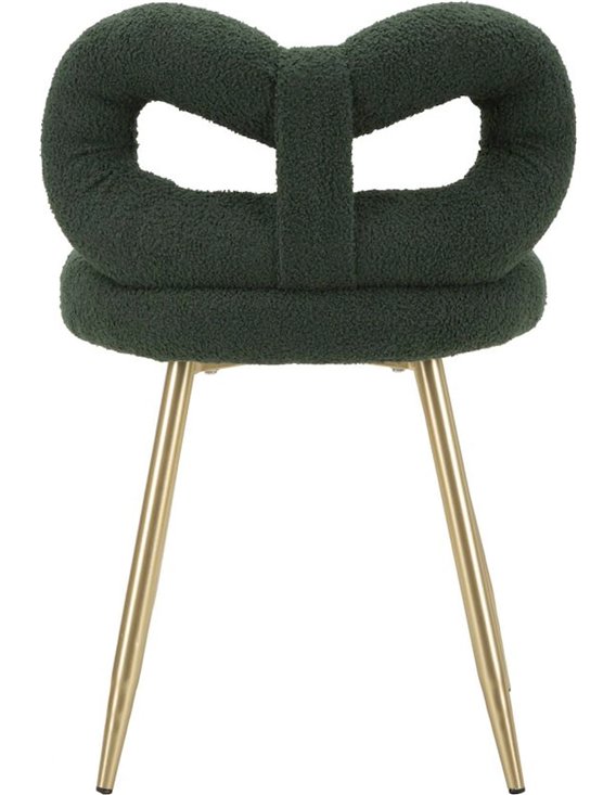 Chaise mini bouclette au dossier enveloppant, vue de profil légèrement en plongée
