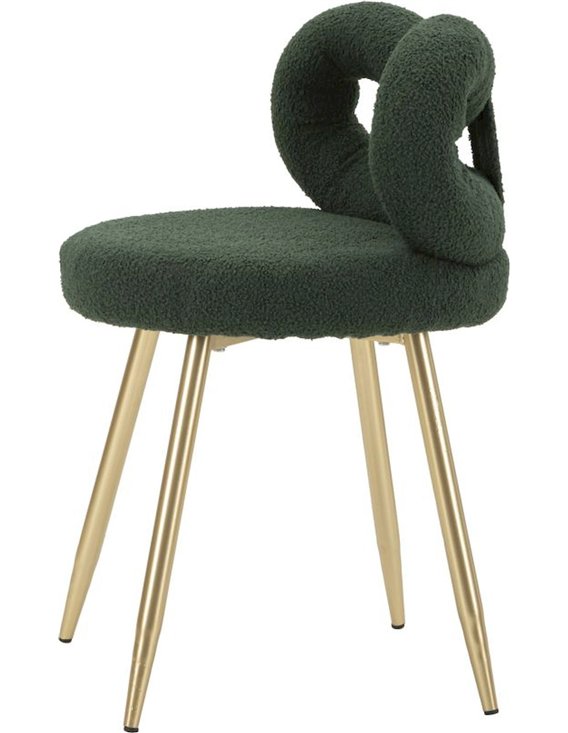 Chaise mini bouclette au dossier enveloppant, vue de dessus de l'assise ronde