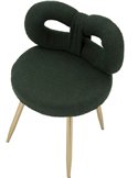 Chaise mini bouclette au dossier enveloppant, détail du dossier vert en bouclette