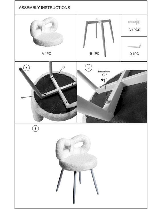 Chaise mini bouclette au dossier enveloppant