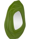 Miroir mural vert de profil, en relief sur plusieurs couches