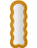Miroir ondulé en tissu bouclé jaune moutarde
