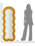 Schéma de dimensions du miroir ondulé jaune avec silhouette humaine