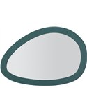 Miroir organique au cadre vert sarcelle en vue de face