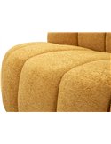 Canapé 2 places aux volumes arrondis, vue rapprochée des modules d'assise bouclés jaune moutarde
