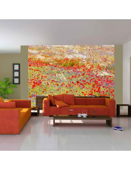 Papier peint PRAIRIE: COQUELICOTS, BLEUETS...  - par Artgeist