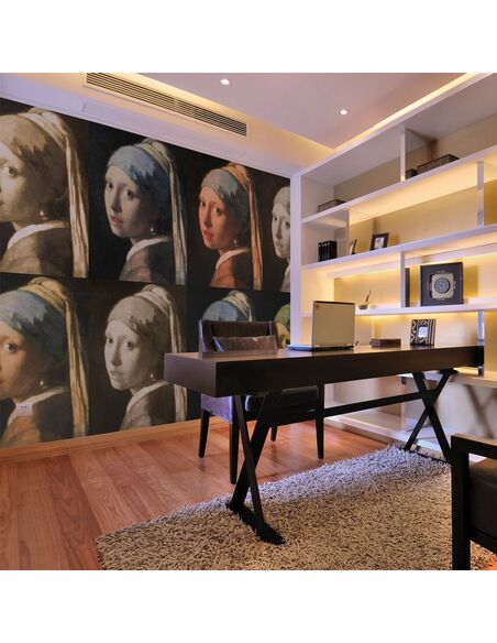 Papier peint GIRL WITH A PEARL EARRING POP ART - par Artgeist