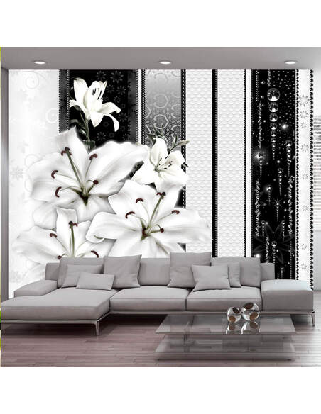 Papier peint CRYING LILIES IN WHITE - par Artgeist