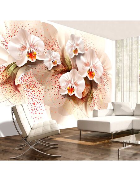 Papier peint PALE YELLOW ORCHIDS - par Artgeist