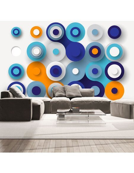 Papier peint GEOMETRY OF BLUE WHEELS - par Artgeist