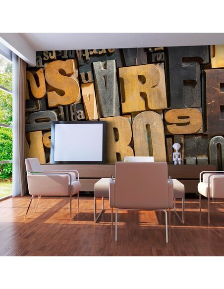Papier peint grand format LETTRES EN BOIS - par Artgeist
