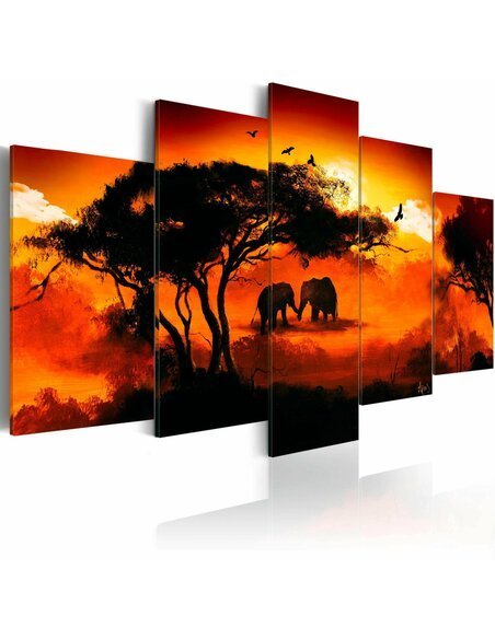 Tableau, en 5 Tableaux, AMOUR AFRICAIN - par Artgeist