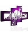 Tableau, en 4 Tableaux, FLEUR SUR LE FOND VIOLET - par Artgeist