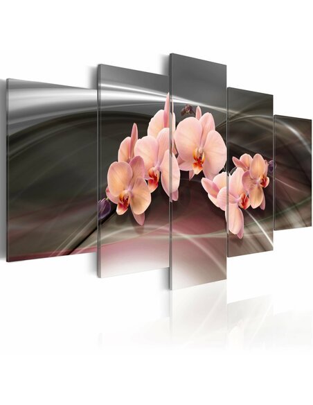 Tableau - 5 tableaux - Orchidée sur le fond gris foncé - par Artgeist