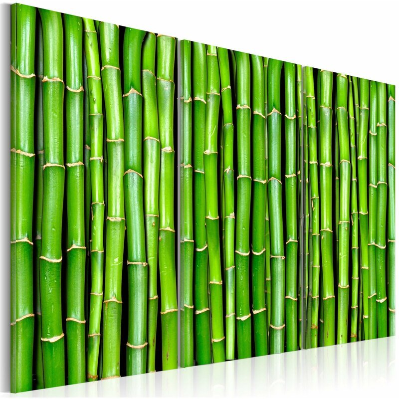 Tableau Triptyque - Mur de bambou - par Artgeist