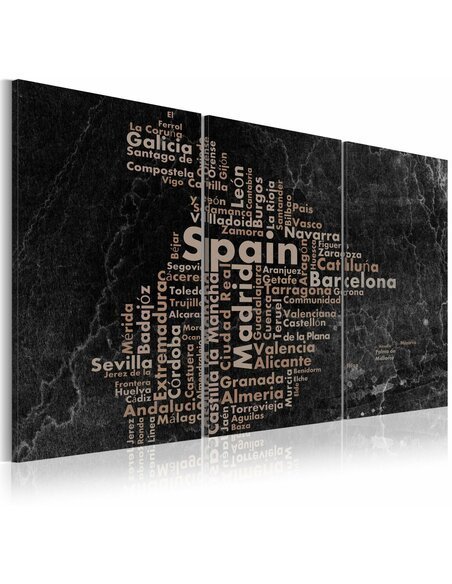 Tableau MAP OF SPAIN ON THE BLACKBOARD Triptyque - par Artgeist