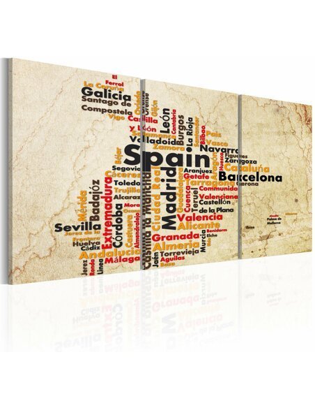 Tableau ESPAGNE: CARTE EN COULEURS NATIONALES - par Artgeist