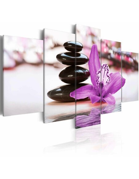 Tableau - 5 tableaux - Orchidée, pierres et zen - par Artgeist