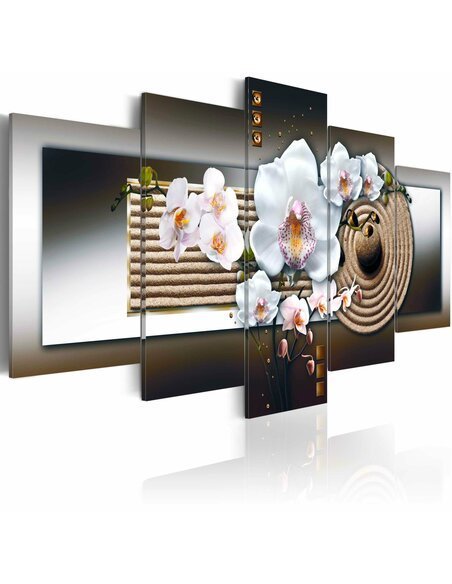 Tableau ORCHID AND ZEN GARDEN BROWN - par Artgeist