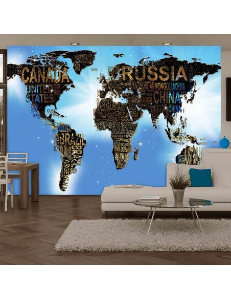 Papier peint WORLD MAP BLUE INSPIRATION - par Artgeist