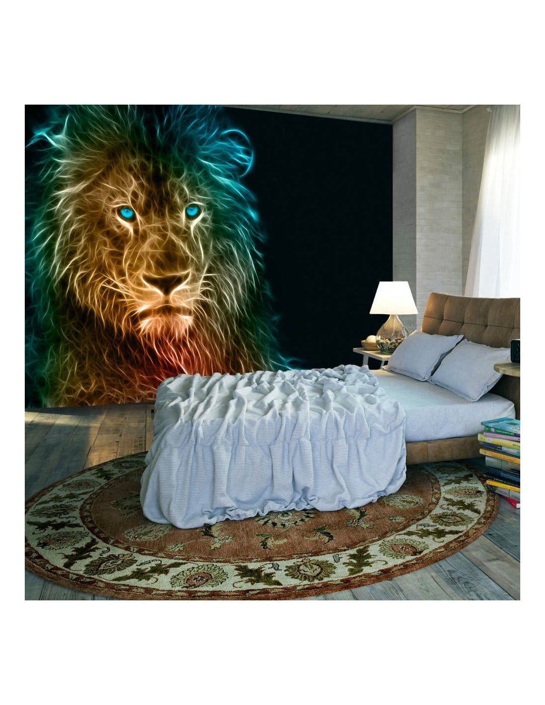 Poster Géant Papier Peint Lion - 3m De Largeur Par 2m80 De Hauteur, Décoration Murale Neuve