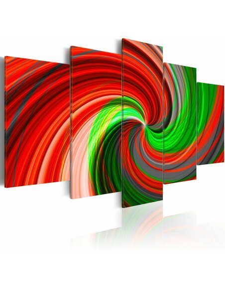 Tableau - 5 tableaux - A green and red vortex - par Artgeist