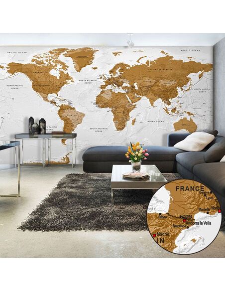 Papier peint grand format WORLD MAP: WHITE OCEANS II - par Artgeist