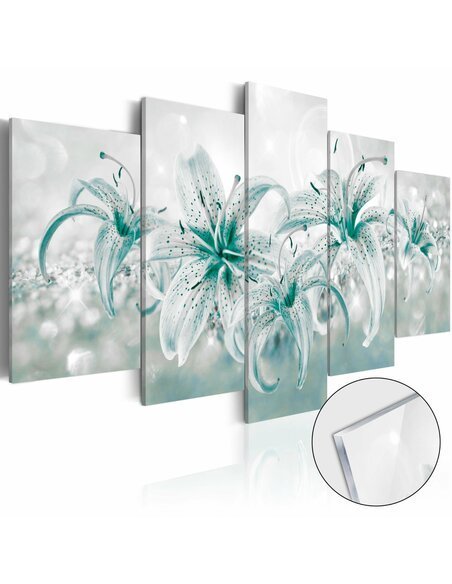 Tableau sur verre acrylique SAPPHIRE LILIES [GLASS] - par Artgeist