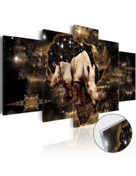 Tableau sur verre acrylique GOLDEN RHINO [GLASS] - par Artgeist