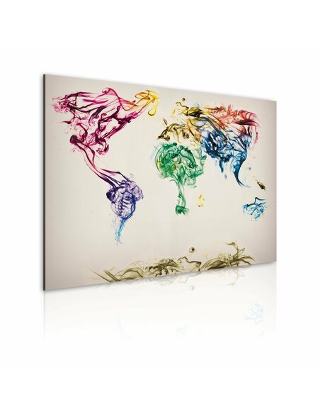 Tableau CARTE MONDIALE EN FUMÉE COLORÉE - par Artgeist