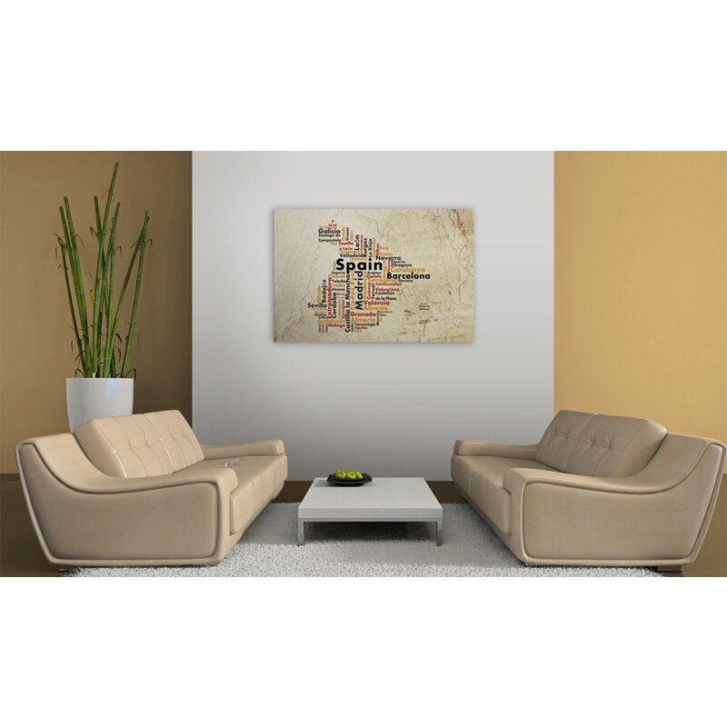 Tableau Carte: Villes Espagnoles  - par Artgeist