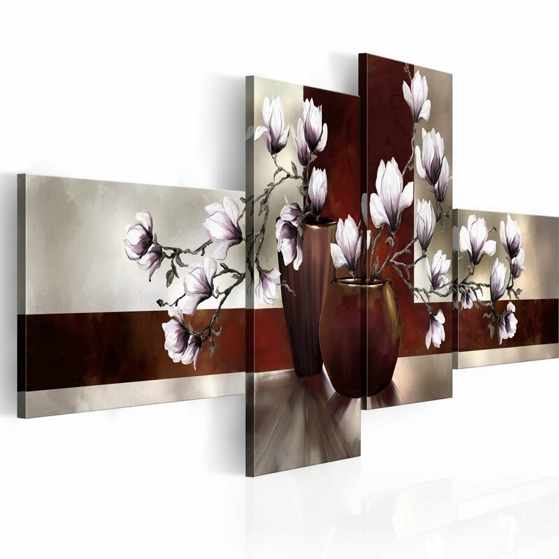 Tableau - 4 tableaux - Magnolias dans un vase - par Artgeist