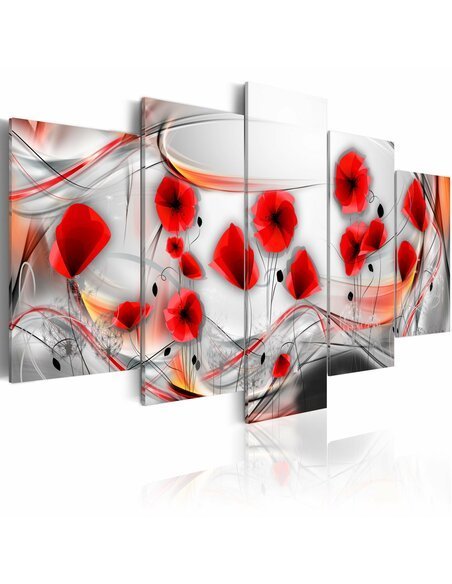 Tableau - 5 tableaux - Coquelicots en rotation - par Artgeist