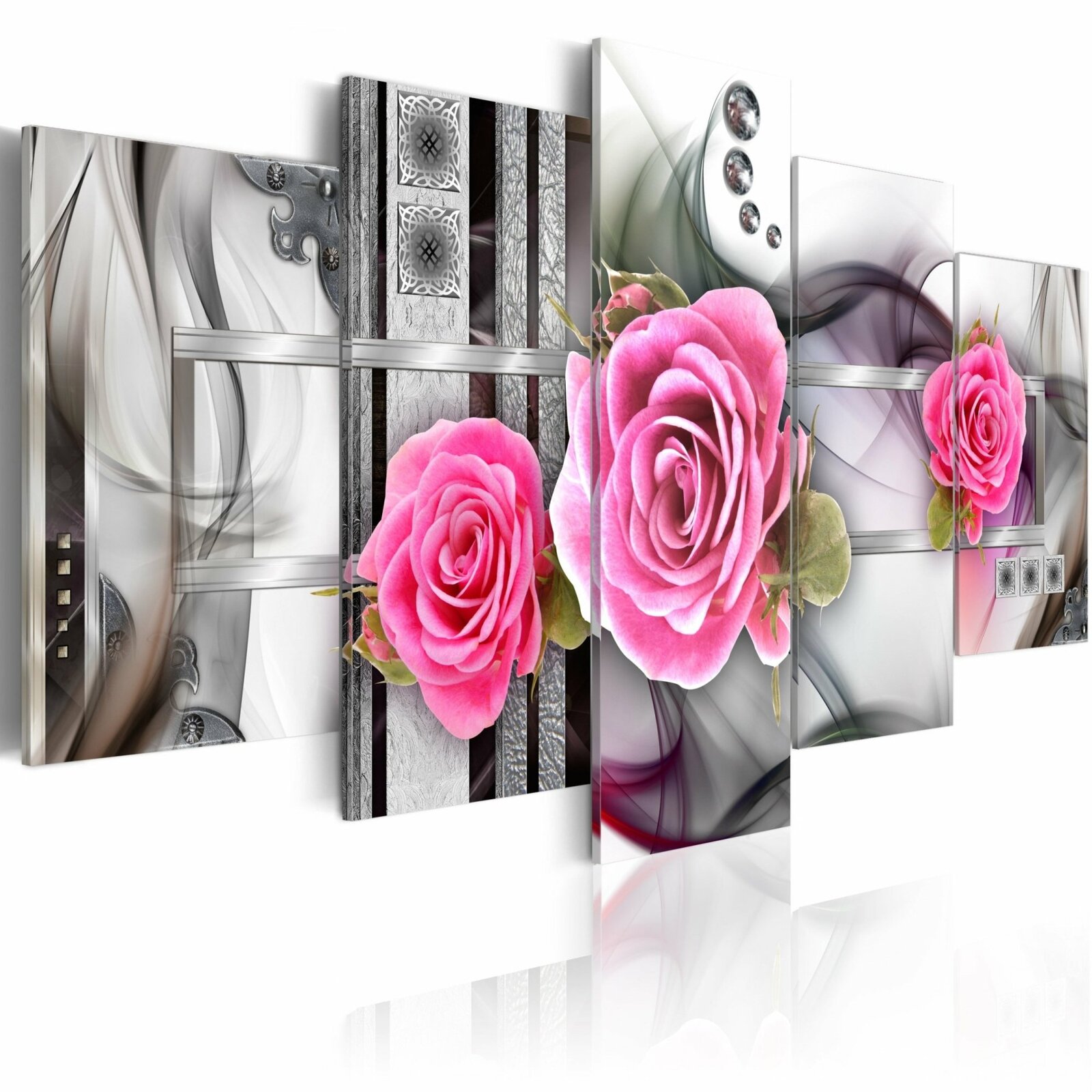 Tableau Déco Floral Sur Toile 100x50 Cm - Impression Moderne Roses, Style Contemporain (Neuf)