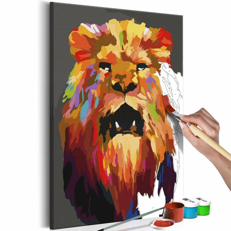 Tableau à peindre soi même LION COLORÉ - par Artgeist