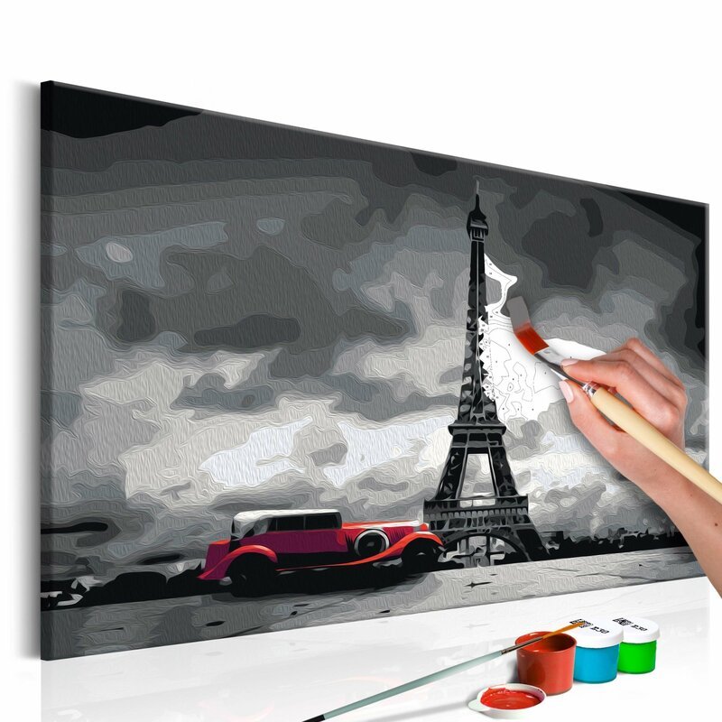 Tableau à peindre soi même PARIS LIMOUSINE ROUGE - par Artgeist
