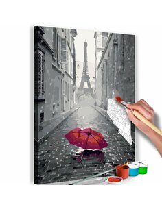 Tableau à peindre soi même PARIS PARAPLUIE ROUGE - par Artgeist