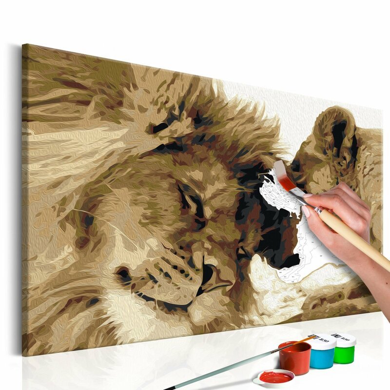 Tableau à peindre soi même LION ET LIONNE AMOUR - par Artgeist