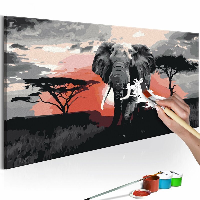 Tableau à peindre soi même ÉLÉPHANTE AFRIQUE - par Artgeist