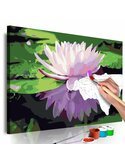 Kit de peinture par numéros lotus violet et vert, tableau prêt à peindre