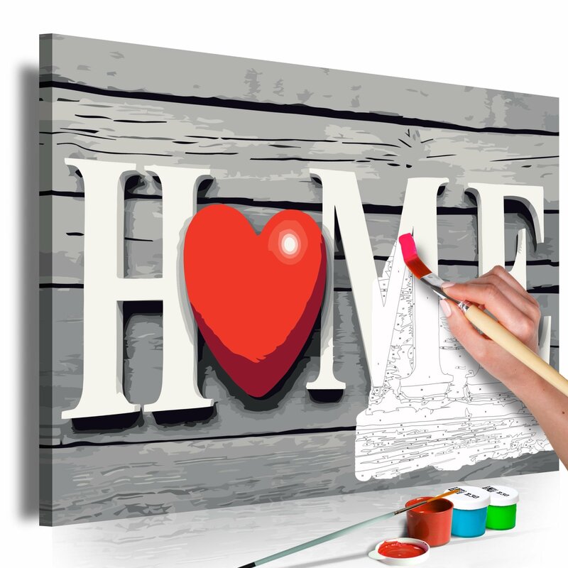 Tableau à peindre soi même HOME WITH RED HEART - par Artgeist