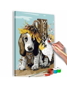 Tableau à peindre soi même DOG AND SUNFLOWERS - par Artgeist