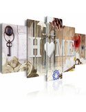 Tableau gamme de maison de variété beige en cinq panneaux