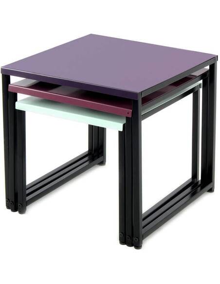 3x Table gigognes CÔTÉ SUD 110 PLUM Vert - par Arte Espina