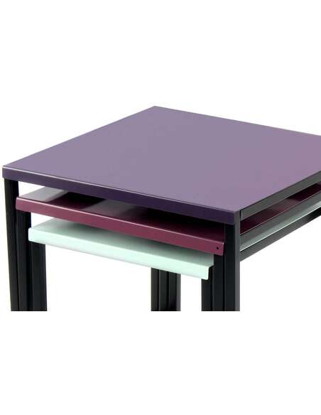 3x Table gigognes CÔTÉ SUD 110 PLUM Vert - par Arte Espina
