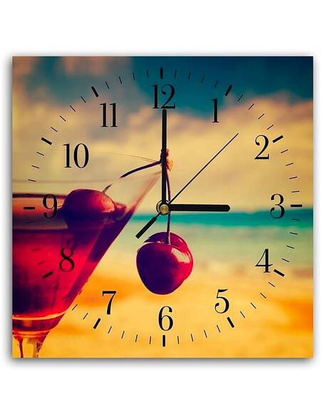 Horloge CERISE BOISSON imprimé sur bois - par Feeby