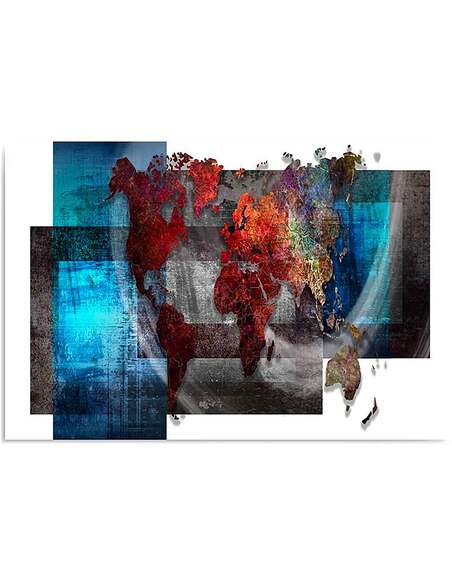 Tableau LA COMPOSITION D’UNE CARTE DU MONDE imprimé sur bois - par Feeby
