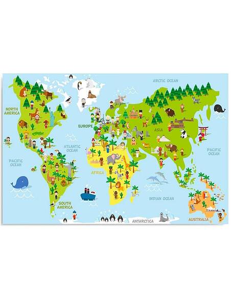 Tableau CARTE ÉDUCATIVE imprimé sur bois - par Feeby